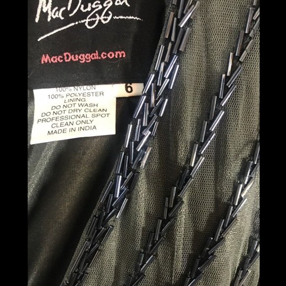 NWT $598 Mac Duggal Beaded Mesh Gown‎ IN Color Charcoal [SZ 6 ] - Picture 7 of 10